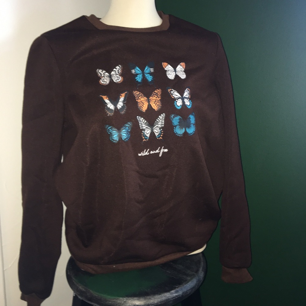 Brown butterfly sweatshirt.